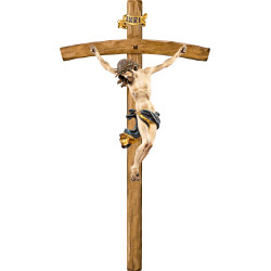 Cristo Barocco con espinas en cruz arqueada